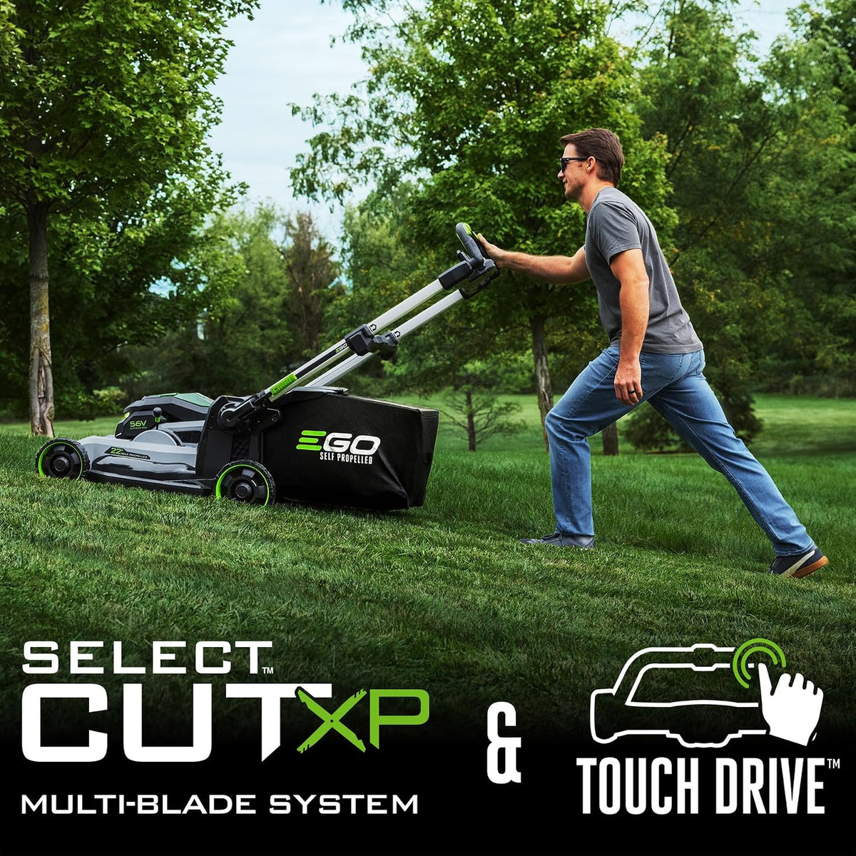 EGO POWER+ Electric Lawn Mower, Self-Propelled Cordless with 22" Super Composite Deck, Includes (2) 56V 6.0Ah Batteries and 560W Charger - LM2244SP-2