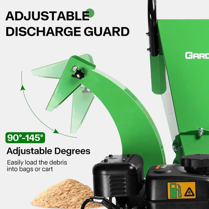 S3 Wood Chipper Shredder, 7HP 212Cc Gas Powered Heavy Duty, 3" Max Wood Diameter Capacity, 15: 1 Reduction Ratio, Easy Assembly, 1-Year Warranty after Product Registration