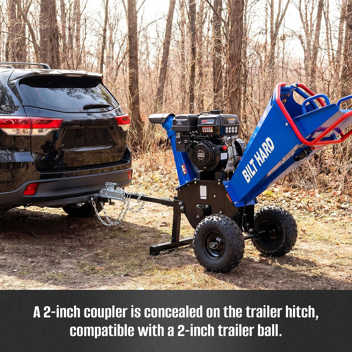 5 Inch 274Cc 9HP Gas Powered Drum Wood Chipper, Towable Branch Shredder Mulcher with Tow Bar and Emergency Stop Bar