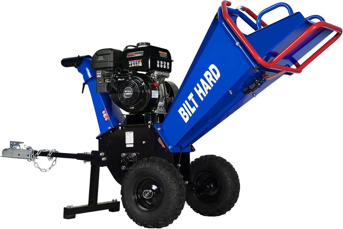 5 Inch 274Cc 9HP Gas Powered Drum Wood Chipper, Towable Branch Shredder Mulcher with Tow Bar and Emergency Stop Bar