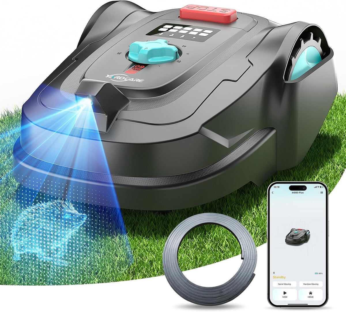 Auto-Charging, APP Control, Bow-Shaped Mowing for Lawns up to 8611 Sq.Ft (Dark Black)