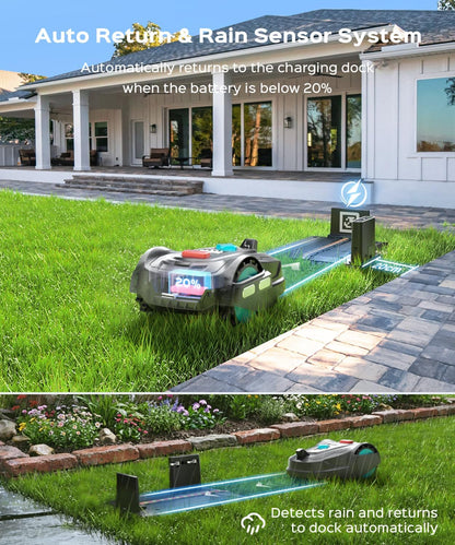 Auto-Charging, APP Control, Bow-Shaped Mowing for Lawns up to 8611 Sq.Ft (Dark Black)