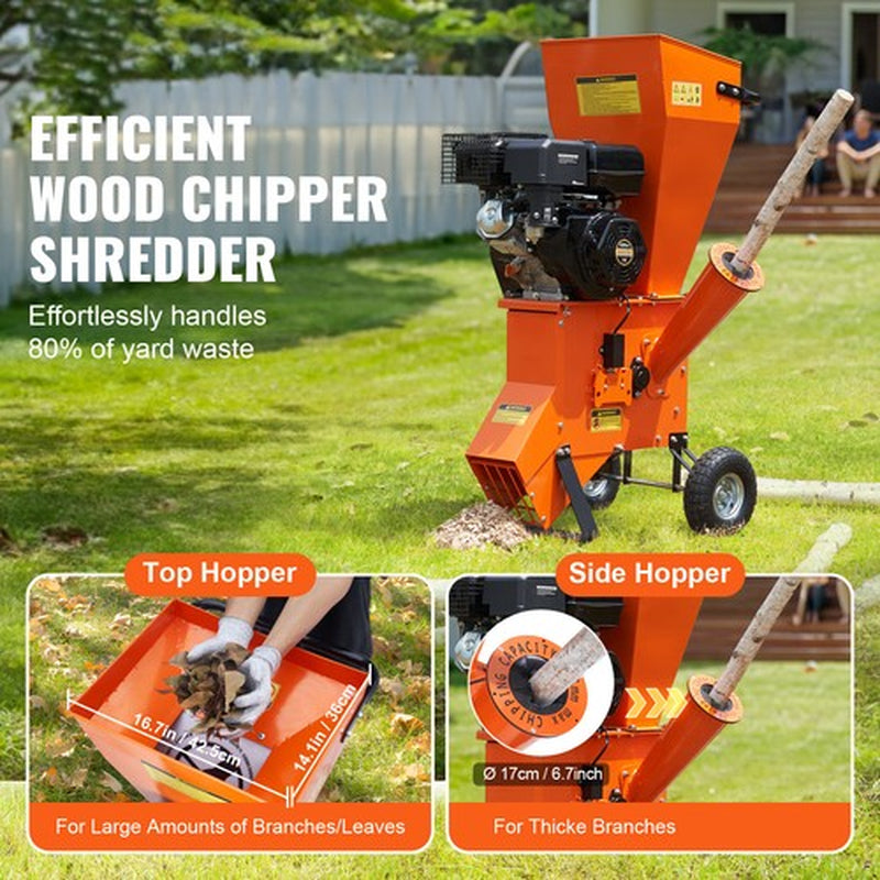 Wood Chipper Shredder Mulcher 12 HP Heavyduty Gas Powered 2” 420Cc 8.6Kw
