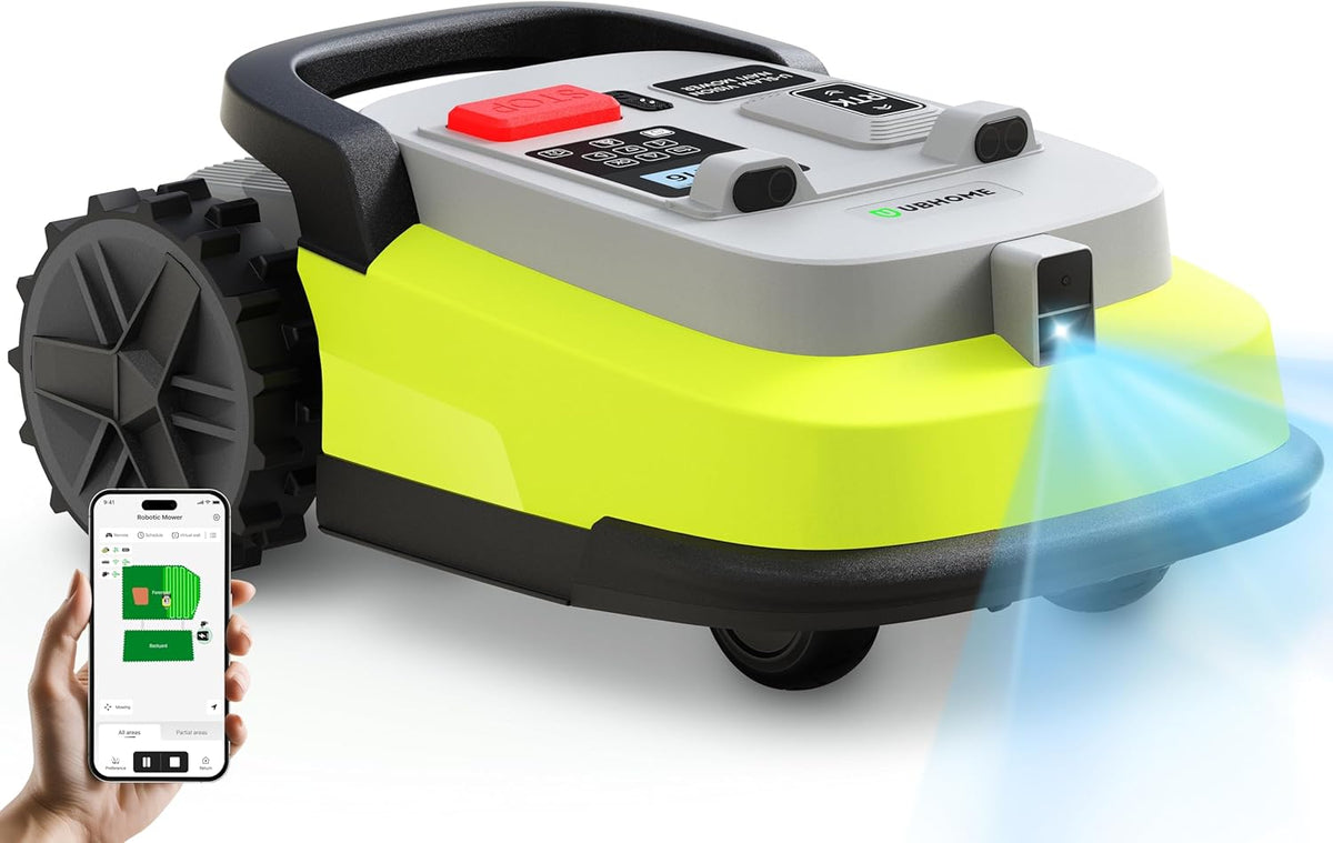 Robot Lawn Mower, RTK+AI Vision Robot Mower for Accurate Navigation & Obstacle Avoidance, No Perimeter Wire, Smart APP Control, Automatic Grass Cutting for Large Lawns, 55% Slopes, 52Db Quiet