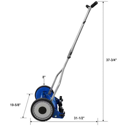 14 In. Blue Push Lawn Mower, Push Reel Lawn Mower