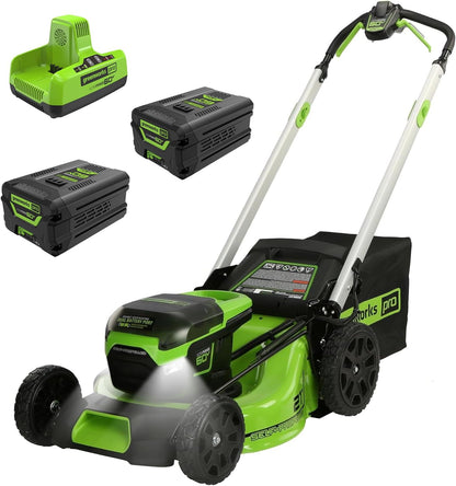 Greenworks 60V 21In Self-Propelled Lawn Mower, (2) 4.0 Ah Battery Kit
