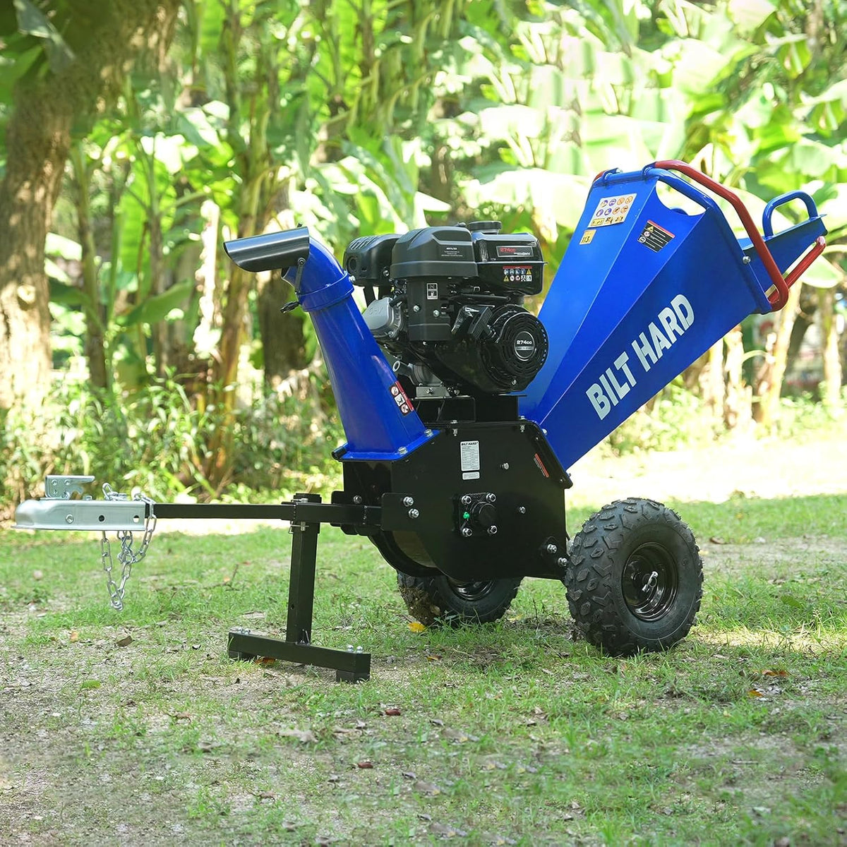 5 Inch 274Cc 9HP Gas Powered Drum Wood Chipper, Towable Branch Shredder Mulcher with Tow Bar and Emergency Stop Bar