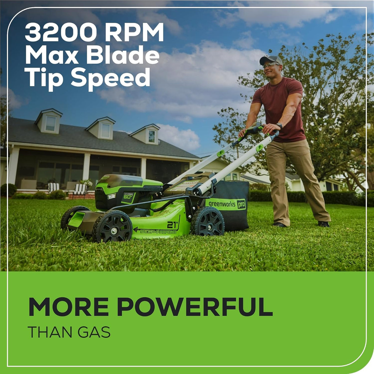Greenworks 60V 21In Self-Propelled Lawn Mower, (2) 4.0 Ah Battery Kit