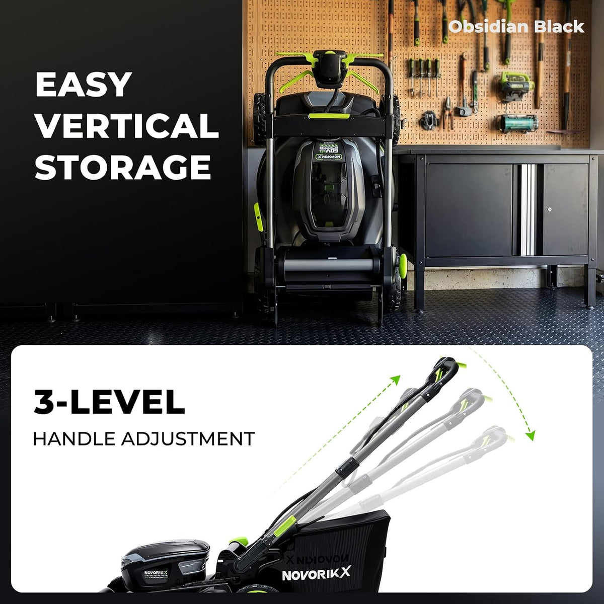 60V Cordless Lawn Mower with 2X5.0Ah Battries, 21" Self Propelled Electric Lawn Mower, Brushless Motor, LED Headlight 3 in 1 Mulching Bagging Side Discharge Obsidian Black