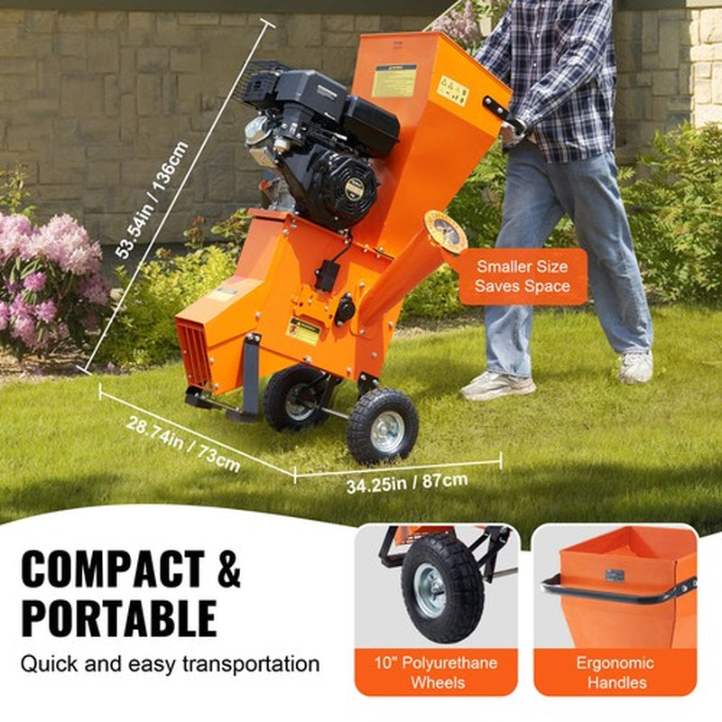 Wood Chipper Shredder Mulcher 12 HP Heavyduty Gas Powered 2” 420Cc 8.6Kw