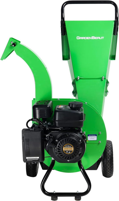 S1 Wood Chipper, 20: 1 High Reduction Ratio, 7 HP 212Cc Heavy Duty Engine Gas Powered, 3" Max Wood Diameter Capacity, Robust Shredder Mulcher with Large Cutting Rotor