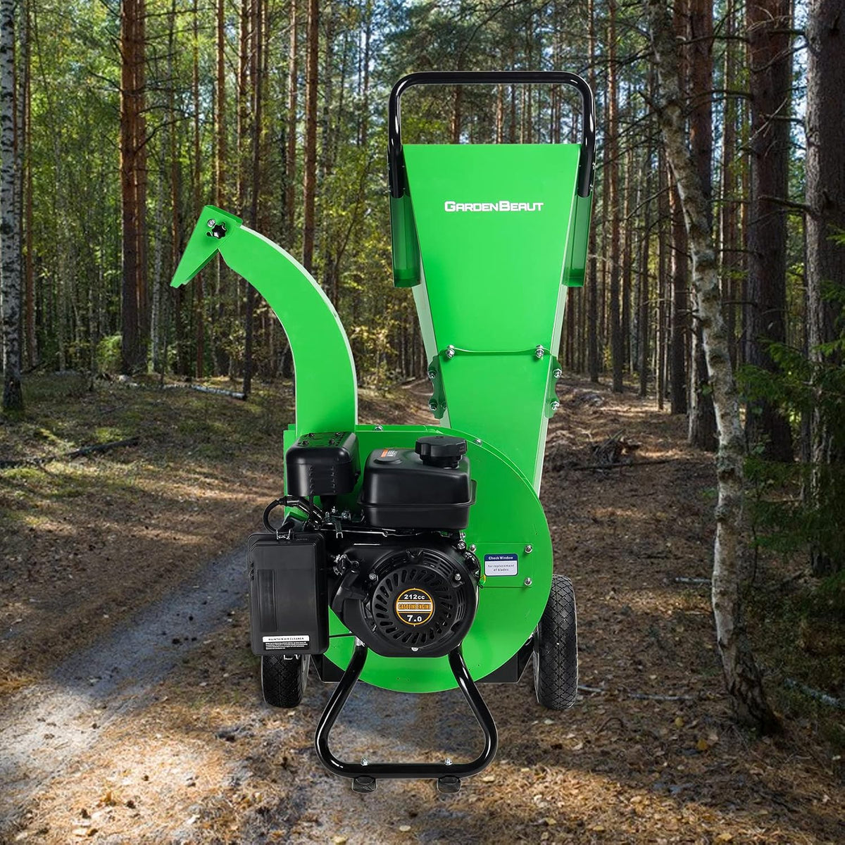 S1 Wood Chipper, 20: 1 High Reduction Ratio, 7 HP 212Cc Heavy Duty Engine Gas Powered, 3" Max Wood Diameter Capacity, Robust Shredder Mulcher with Large Cutting Rotor
