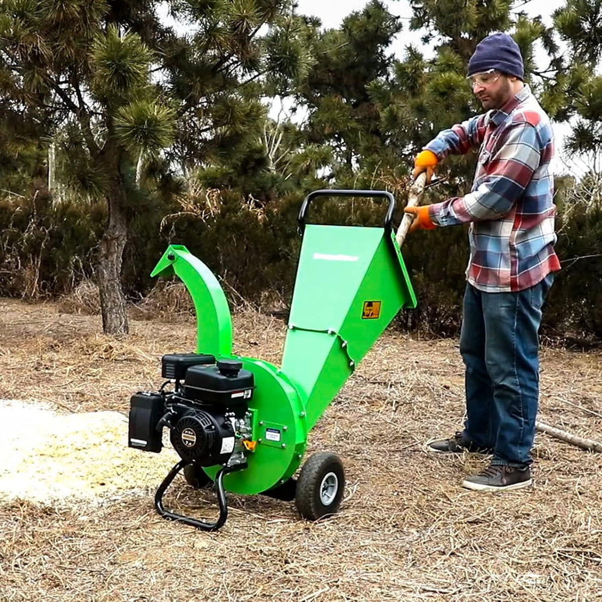 S1 Wood Chipper, 20: 1 High Reduction Ratio, 7 HP 212Cc Heavy Duty Engine Gas Powered, 3" Max Wood Diameter Capacity, Robust Shredder Mulcher with Large Cutting Rotor