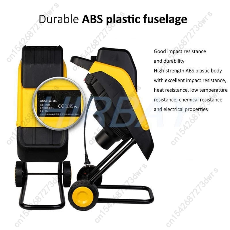 Electric Wood Chipper 220V Large Capacity Powerful Garden Branch Crusher Small Industrial Home Use Wood Shredder Machine