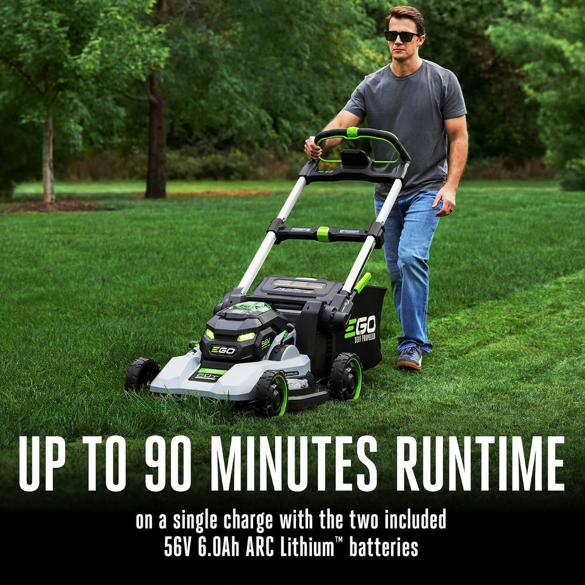 EGO POWER+ Electric Lawn Mower, Self-Propelled Cordless with 22" Super Composite Deck, Includes (2) 56V 6.0Ah Batteries and 560W Charger - LM2244SP-2
