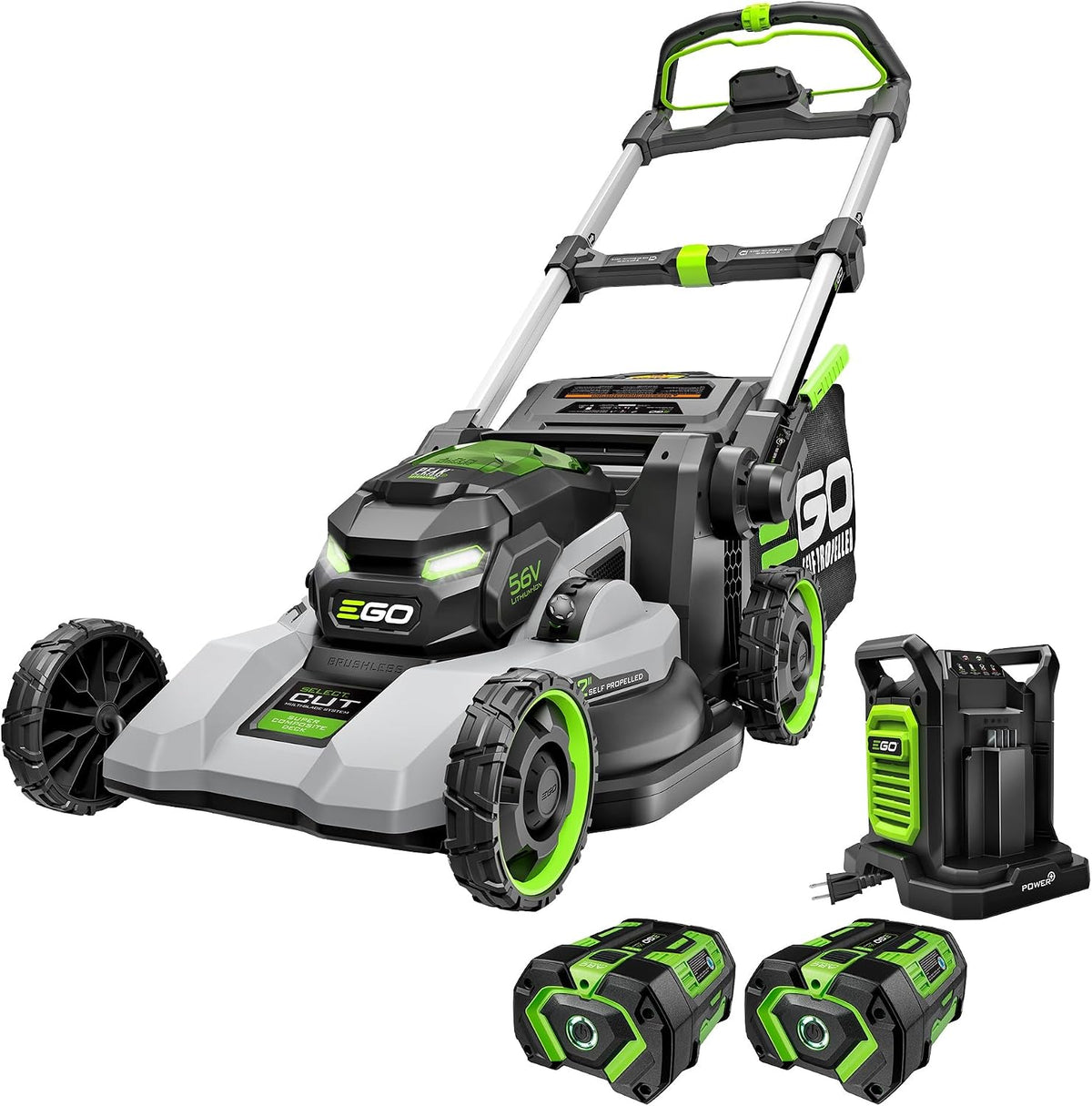 EGO POWER+ Electric Lawn Mower, Self-Propelled Cordless with 22" Super Composite Deck, Includes (2) 56V 6.0Ah Batteries and 560W Charger - LM2244SP-2